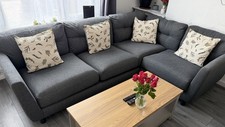 Large Sectional Curved 4 Seater Sofa Grey Boucle Made To Order FREE UK Delivery