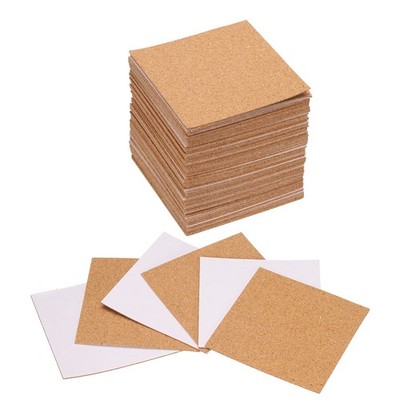 80pcs Self Adhesive Cork Coasters 4''x 4''x 0.04'' Cork Mats Cork, Square