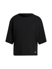 ADIDAS Women's Black Cropped Performance Short-Sleeve T-Shirt Small BNWT C998