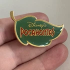 Disney Pocahontas Green Leaf Shaped Movie Title CM Pin Theatrical Release NOS