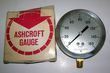 ASHCROFT Pressure Gauge 1009A New Old Stock 3.5" 1/4NPT 160psi Stainless Steel