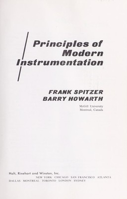 Principles of Modern Instrumentation Hardcover Barry, Spitzer, Fr