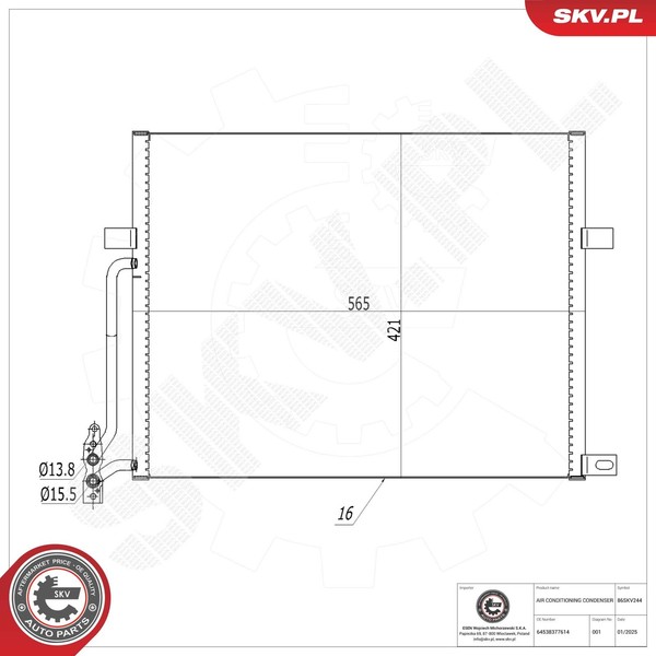 Kondensator Klimaanlage Esen SKV 86SKV244 Aluminium FüR BMW 3Er E46 Touring Z4-image
