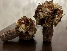 Rustic Floral Bouquet with Cream,Burgundy, & Brown Accents 