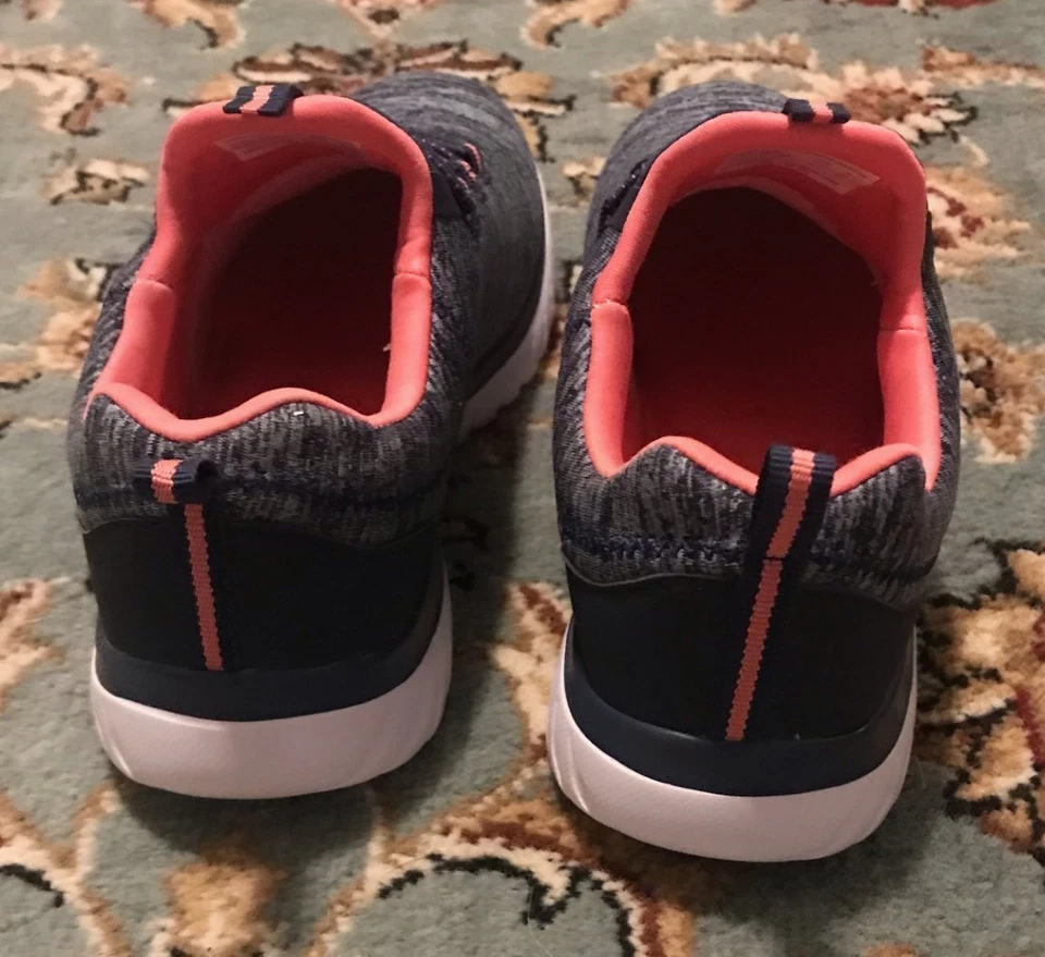 NUEVO Zapatos Atléticos Sin Cordones Para Mujer - Talla 6 - Azul Con Detalles Rosa Foto 4 de 4