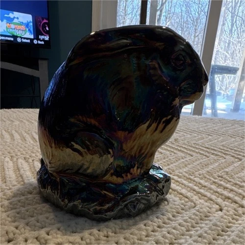 Fenton  Rabbit Figurine Unicorn  Glass Art Pottery Decorative Animal