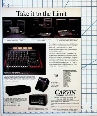 Carvin Pro Audio Gear Ad 80s 90s Vintage FET Amps Mixer Monitor USA Frank Zappa