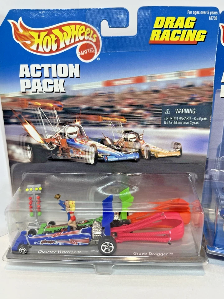Mattel Hot Wheels Action Pcks Lot of4-Police Force, Sky , Solar&Drag Race,  NIB - Image 2 of 4