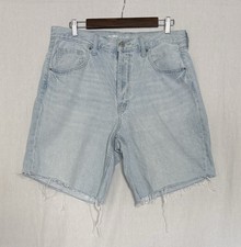 Old Navy Womens Mid-Rise Baggy Liz Denim Shorts Light Wash 100 Cotton Raw 10