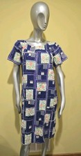 Vintage Homemade. Floral Midi Housedress/Gown Muumuu Blue Large Cotton Feel