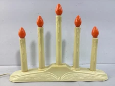 Vintage 5 Light Window Candolier Electric, Orange Bulbs, Works, Christmas Candle