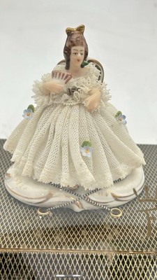 1950 s Franz Wittwer Germany Dresden Lace Woman Figurine Never Taken Out Of Box