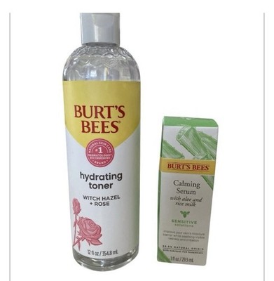 Burt s Bees Witch Hazel Hydrating Toner And Aloe Rice Milk Calming Serum Set
