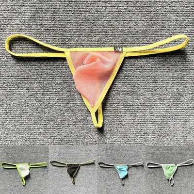 Low Rise Tanga Male G-String Large Mesh Pouch Low Rise Style Sheer Mesh Fabric