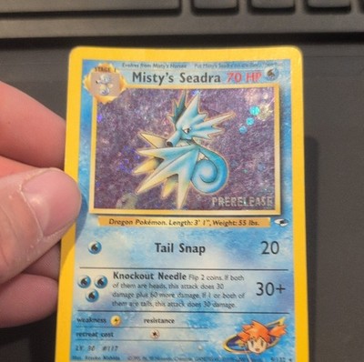 Pokémon Misty's Seadra Gym Heroes 9/132 Holo Rare Prerelease 70HP English
