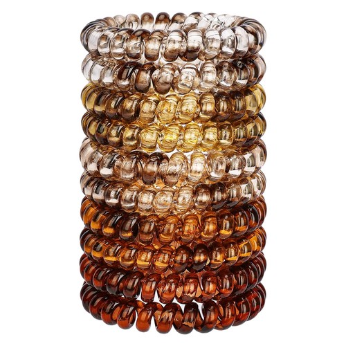 Spiral Hair Ties, 10 Pcs Traceless Phone Cord No-Damage Ponytail Holders, Pla...