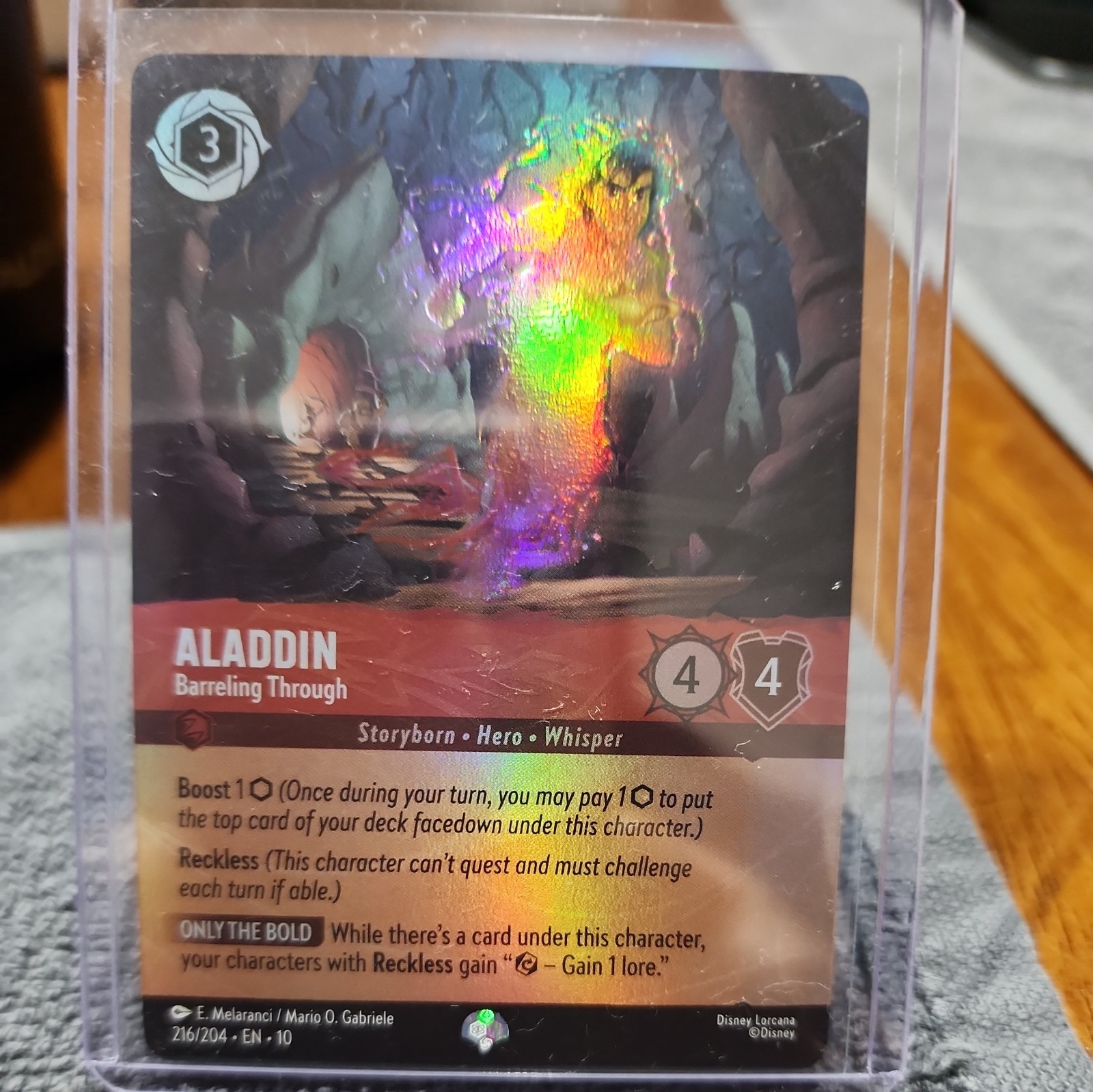 Aladdin, Barreling Through FOIL Epic 216/204 Lorcana Whispers in the Well Rare