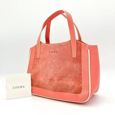 [LOEWE] Mini Tote Bag Logo Embossed Suede Leather Pink