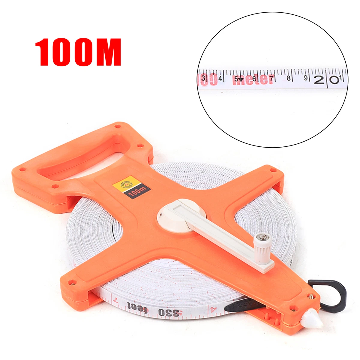 Open Reel Fiberglass Tape Measure Inch Metric Scale 330 Feet 100