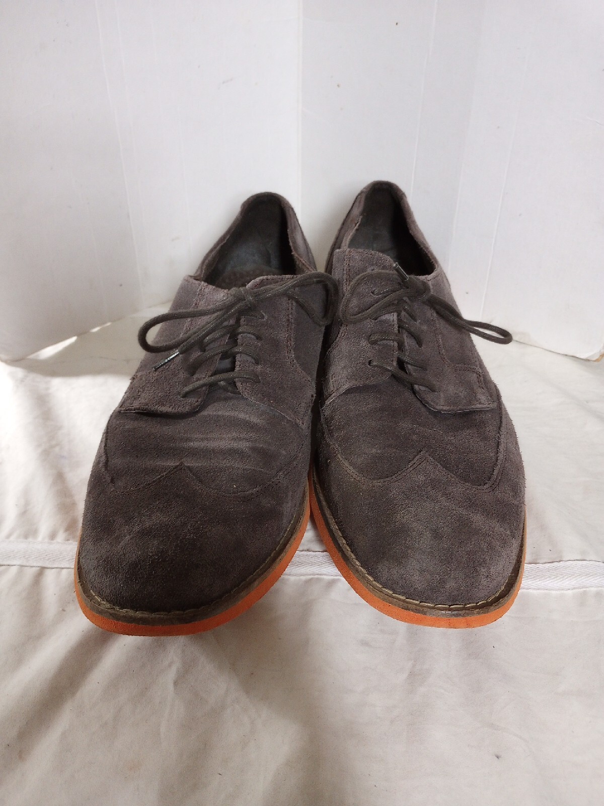 SAOLA Scarpe stringate Cole Haan Grand.0S uomo camoscio marrone con suola arancione taglia 12M