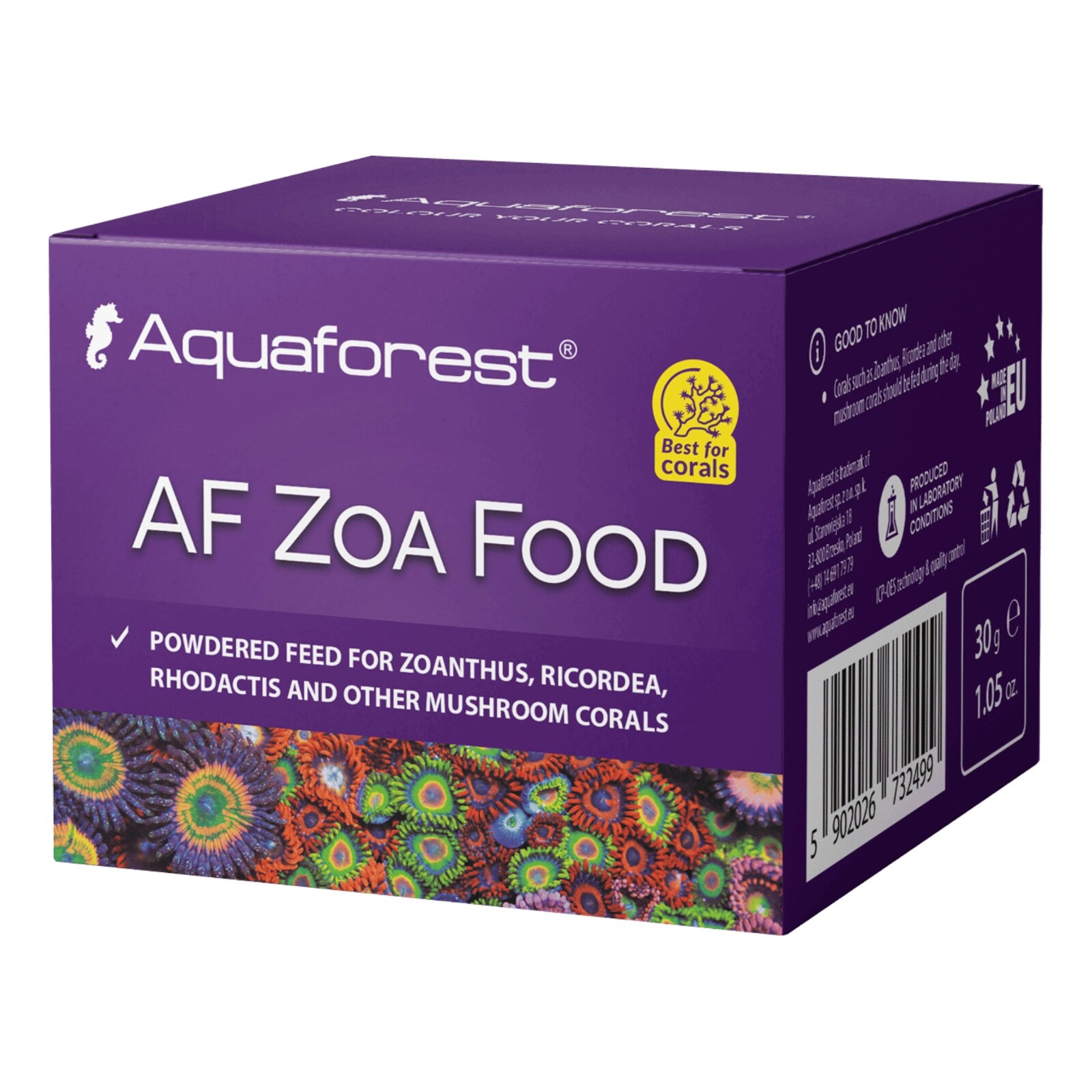 AQUAFOREST ZOA FOOD 30 GR MANGIME CORALLI ZOANTHUS RICORDEA DISCOSOMA ACQUARIO