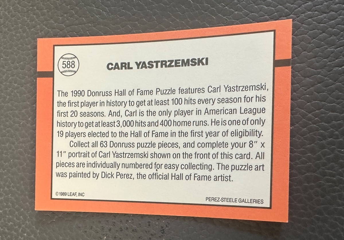 1989 Leaf Donruss Carl Yastrzemski # 588 Error Card No Dot After