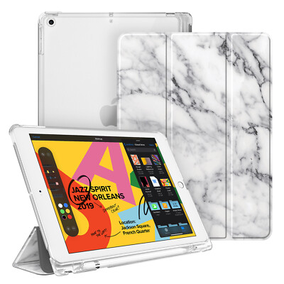 For iPad 7th Gen 2019 Hard Case Slim Shell Back Cover with Pencil  Holder