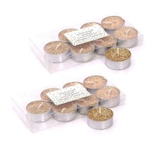 Pack Of 16 Gold Glitter Tealight Candles | Gold Wedding Christmas Tea Lights