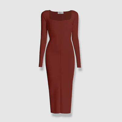 $990 Victoria Beckham Women's Brown Fitted Squareneck Midi-Dress Size 4 | eBay $990 Victoria Beckham Women's Brown Fitted Squareneck Midi-Dress Size 4 | eBay