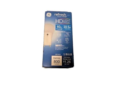 GE Refresh LED A19 HD Light 800 60w 10.5 Watt Daylight Medium Bulb refresh
