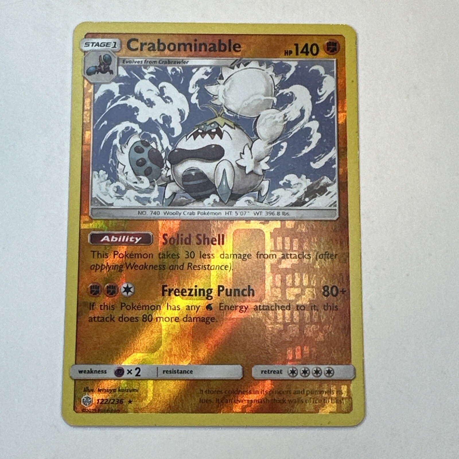 Crabominable 122/236 Cosmic Eclipse Reverse Holo Rare Pokemon Card