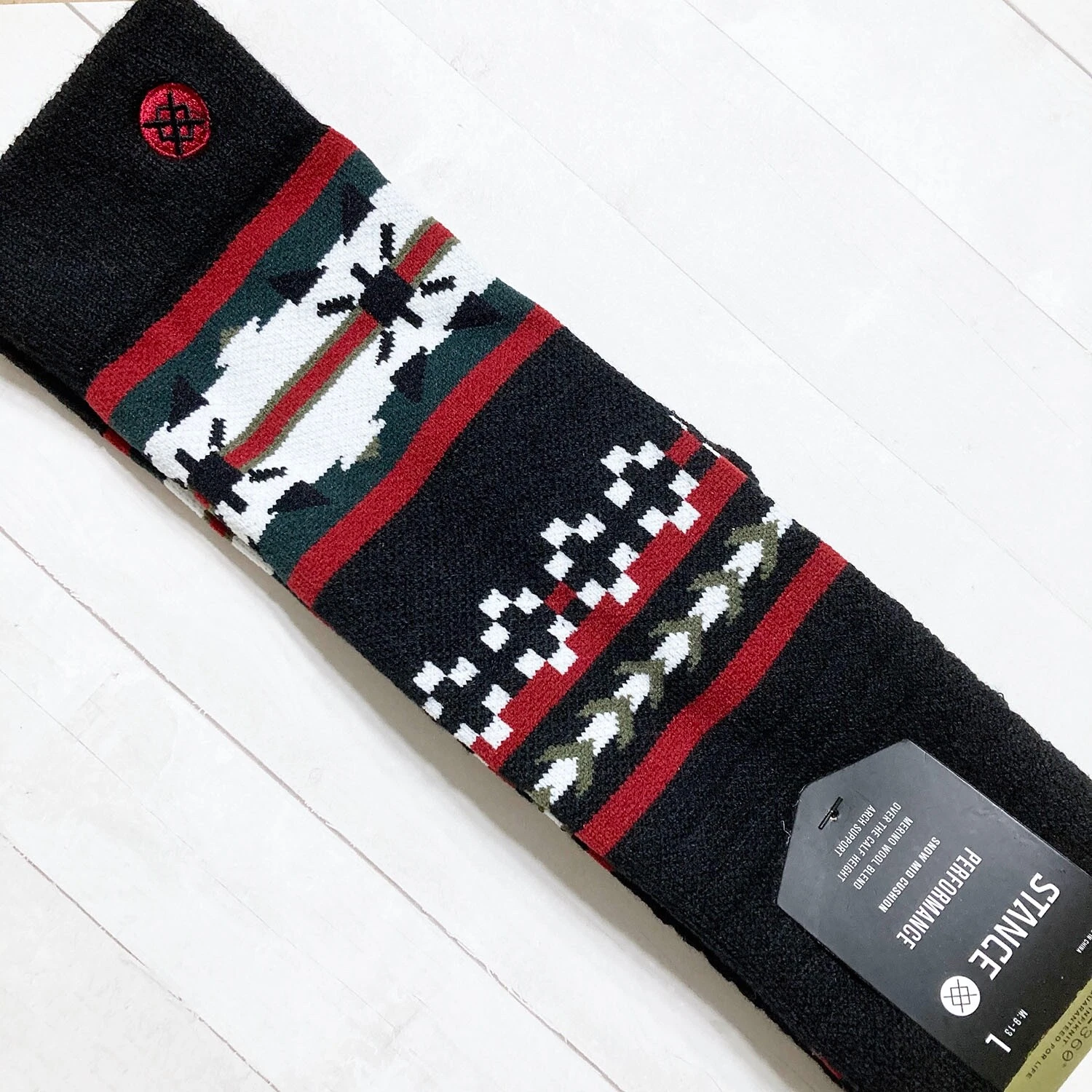 Stance Frode Geometric Snow Ski OTC Socks L Arch Support Merino Wool Blend
