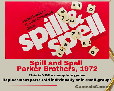Board Game Parts: SPILL & SPELL, Parker Brothers, 1972, replacement pieces