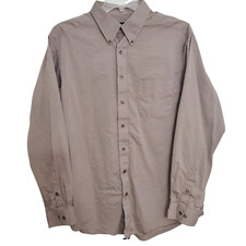 Club Room Men's Dress Shirt XL 17  36/37 Long Sleeves Solid Beige 100 Cotton