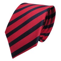 Tigertie Seidenkrawatte Rot Dunkelrot Blau Royal Gestreift - Krawatte Seide
