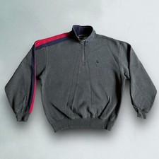 Vintage Nautica Sweatshirt Mens M Gray 1/4 Zip Pullover Jumper Color Block 90s