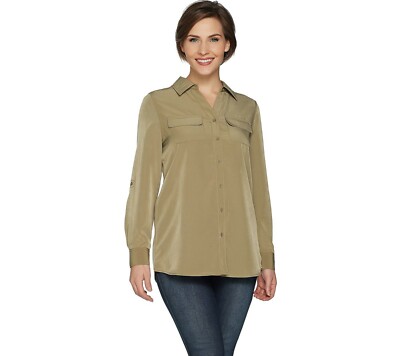 NWT Denim \u0026 Co. Roll Tab Sleeve Button 