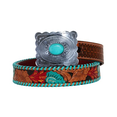 Myra Bag Turquoise Hand-Tooled leather belt 2927 Leather belt woman Myra Bag Turquoise Hand-Tooled | Sneak main image 3