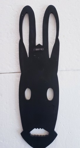 Easter Abstract Rabbit Wood African Mask Tribal Folk Art Wall Decoration 23x6" - Picture 4 of 6