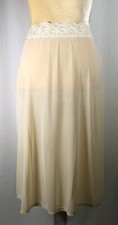 Vanity Fair Slip Skirt Lingerie Size 24" 8/38 Underskirt Beige Lace Vintage