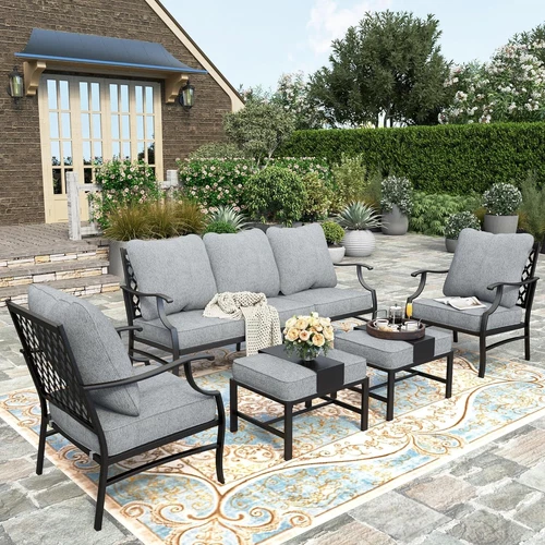 5 Piece Patio Furniture Set Outdoor Conversation Set for Lawn Garden Backyard