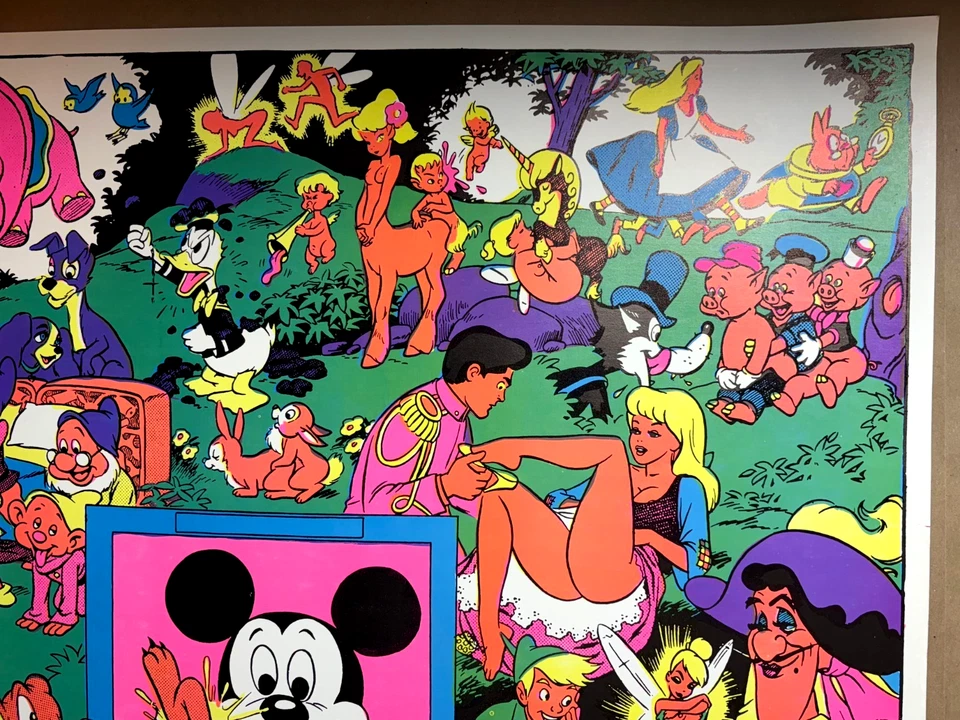 DISNEY AFTER DARK VINTAGE 1970's BLACKLIGHT HEADSHOP POSTER By WOLLY WOOD #2 - image 4 of 4