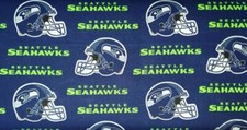 NFL Seattle Seahawks 100 Cotton Fabric 1/2 Yard 18 x60 NEW Football Navy