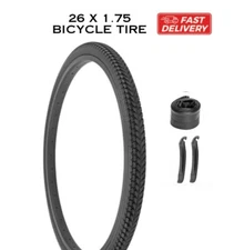 26" x 1.75 Bicycle All Black Tire and Inner Tube DURO Arrow Thread Comfort Bike