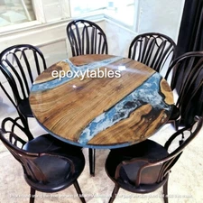 36" Custom Order Ocean Wave Live Edge Walnut Wood Table Elegant Home furniture