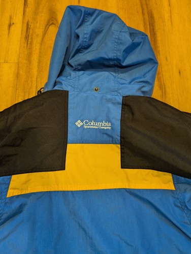 Columbia Jacket Mens Large 2 in 1 Blue Yellow Color Block Hooded Tectonite Parka - Picture 10 of 20