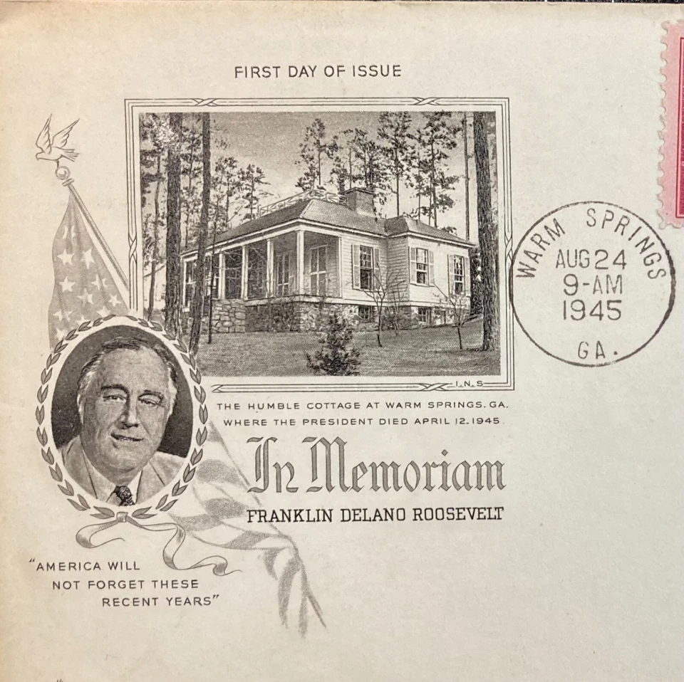 1945 1st-Day Issue Franklin Roosevelt In Memoriam 2¢ Stamps / FDR/Warm Springs - Image 2 of 4