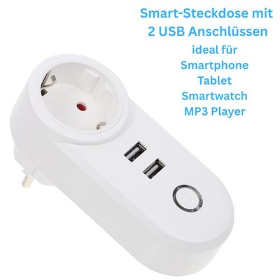 WLAN Smart Steckdose mit 2 USB Ports, für Alexa und Google Home, Smart Home WiFi