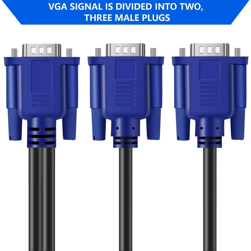 VGA Splitter Cable (No Screen Extension) 1 Male to 2 Male Dual Monitor Y Adapter - Image 4 of 4
