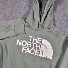 The North Face Hoodie Womens XS Green Fleece Pullover Logo Sweatshirt Raglan